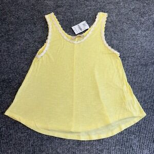 Elodie XS Yellow Ribbed Tank Daisy Lace Trim NWT Nordstrom Boho Cottagecore